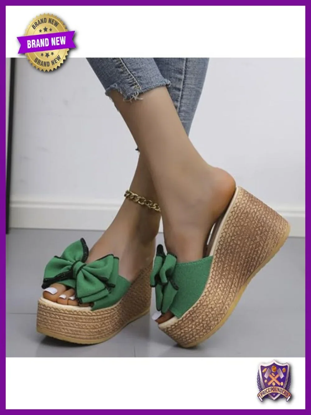 Platform Wedge Sandals Bow-Knot Slip-On PU Non-Slip Summer